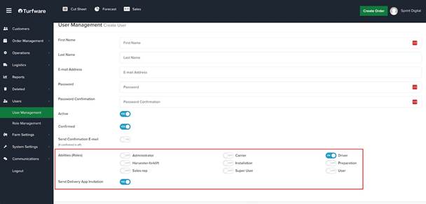 Sending a Delivery App invitation from the Backend Portal