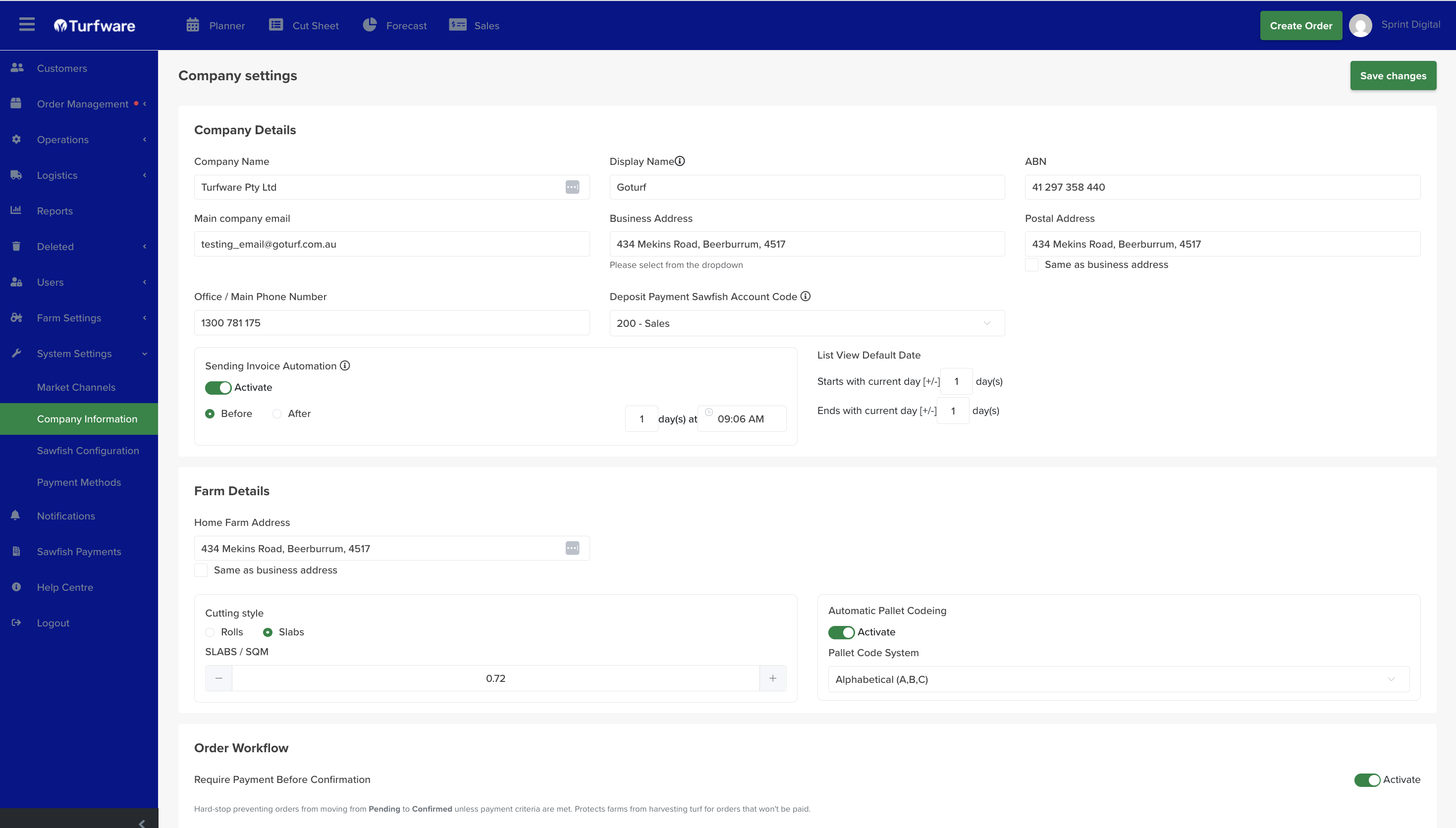 Company Information — Company Details and Farm Details